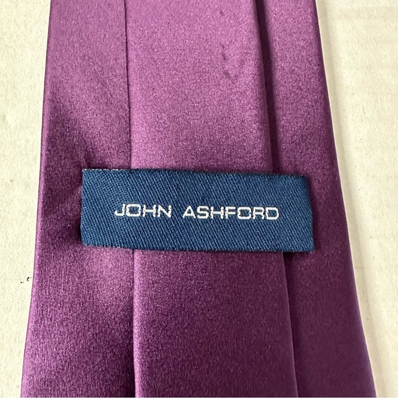 Silk Tie Purple Stain Resistant John Ashford Handmade - Picture 9 of 11